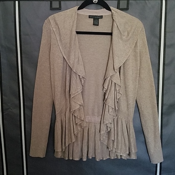 Grace Elements Sweaters - Grace Elements beige ruffle sweater